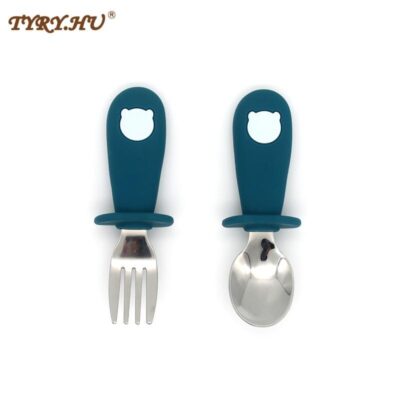 Baby Food Feeding Silicon Spoon & Fork